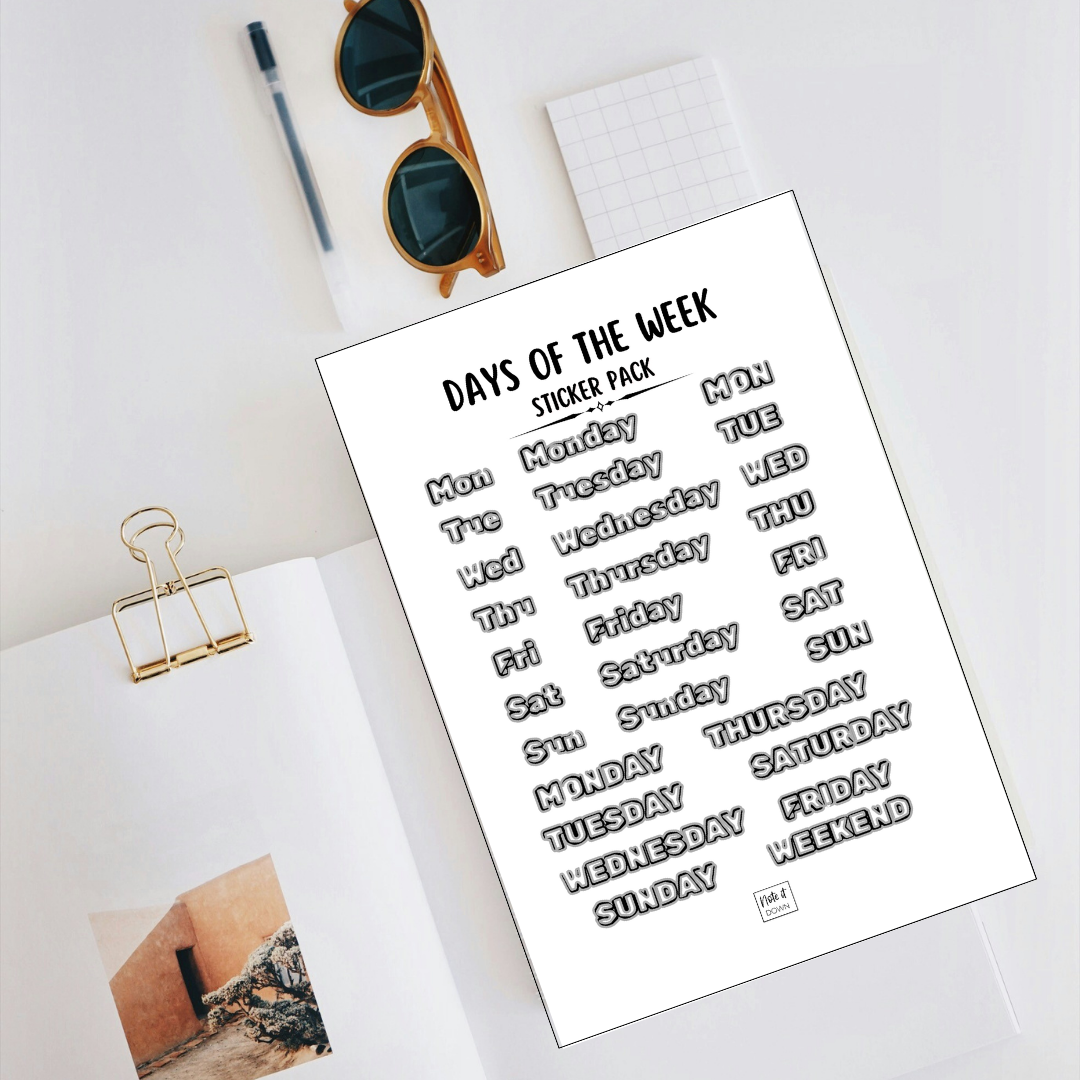 Days of the Week Stickers | Stylish Weekly Planning Set