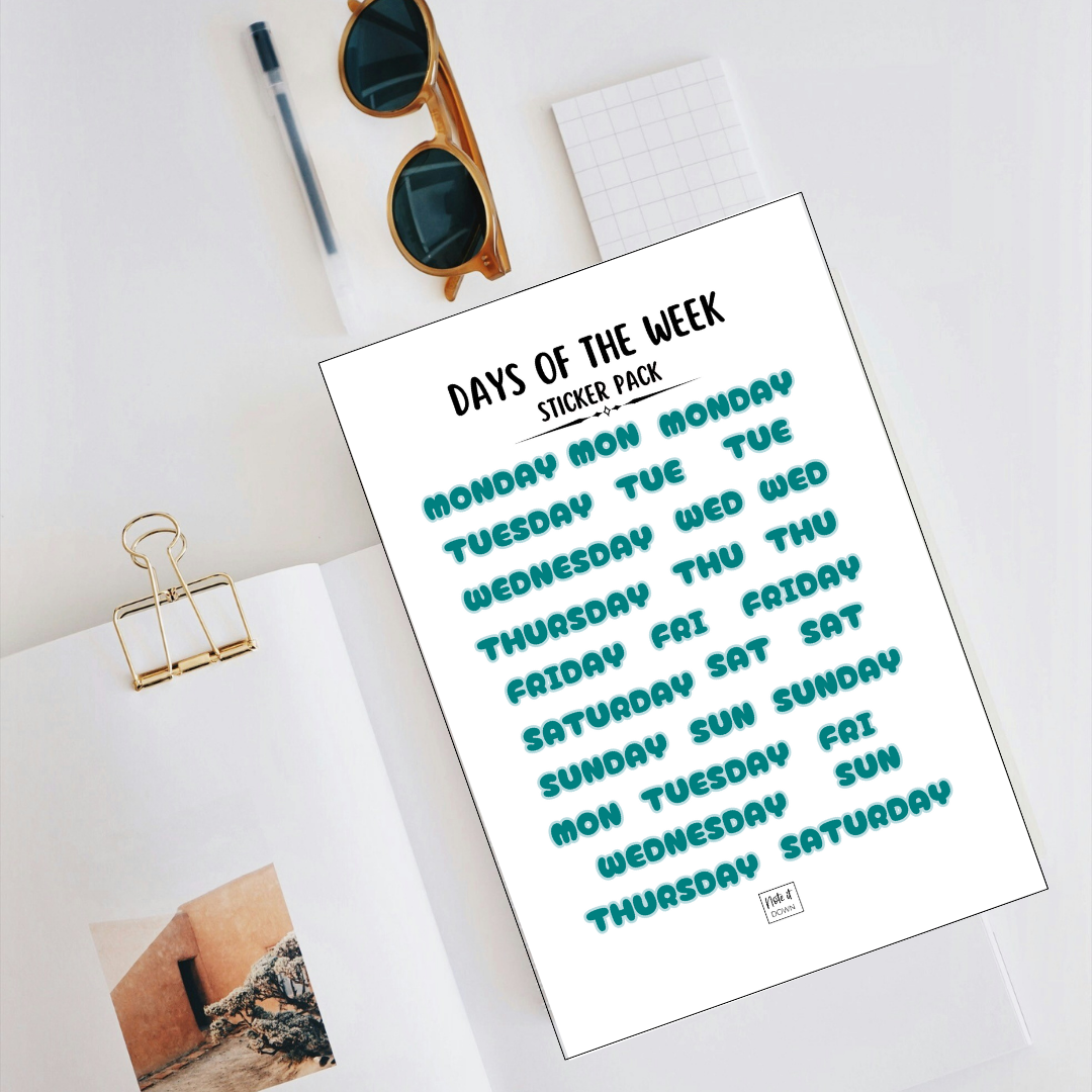Days of the Week Stickers | Stylish Weekly Planning Set