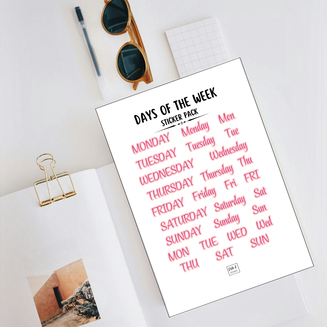 Days of the Week Stickers | Stylish Weekly Planning Set