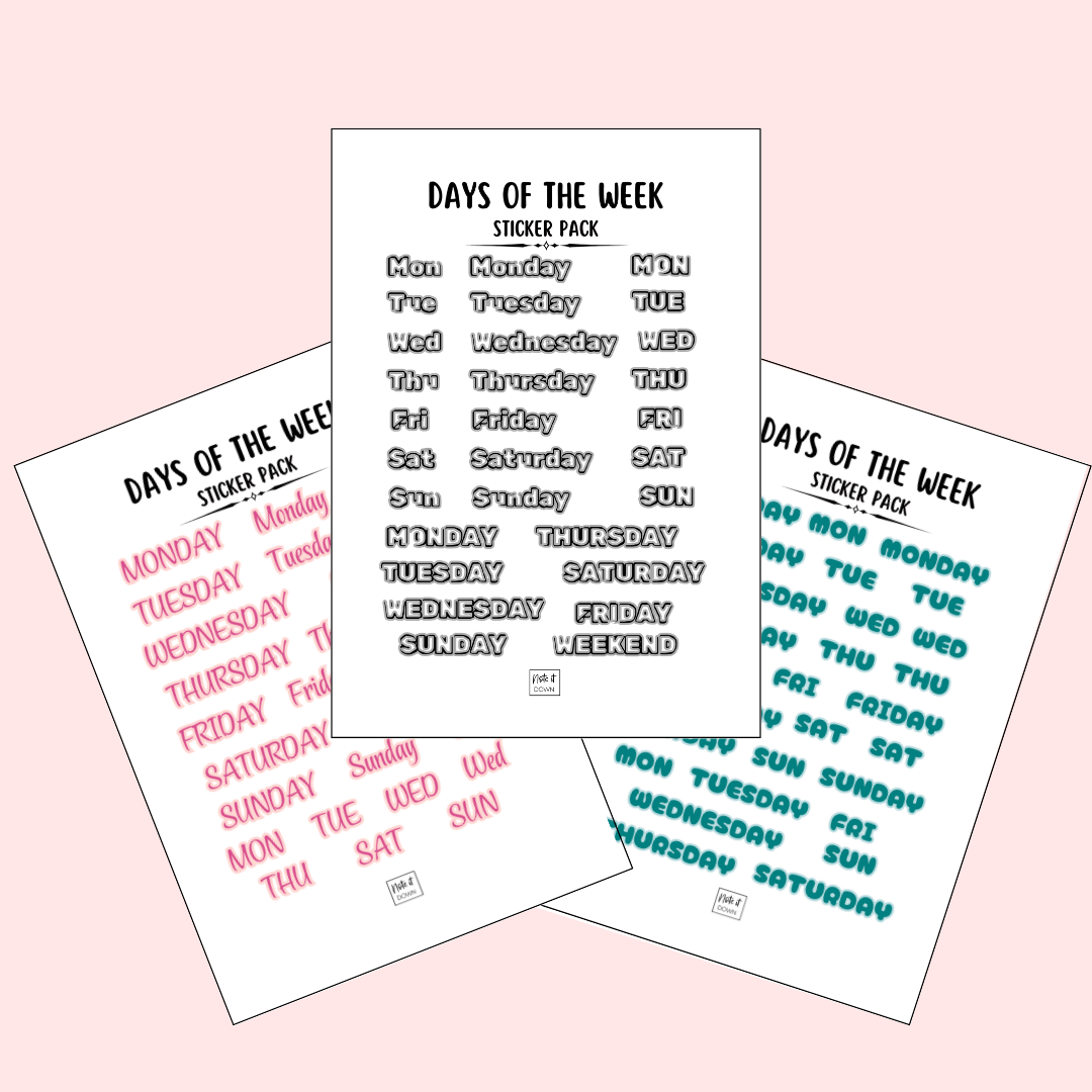 Days of the Week Stickers | Stylish Weekly Planning Set