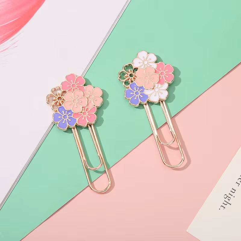 Cherry Blossom Bookmarks | Aesthetic Metal Floral Clips for Your Current Read & Journaling