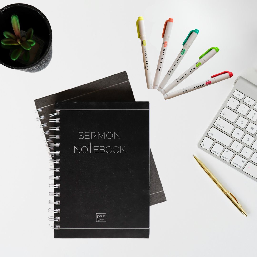 Sermon Notebook + Highlighters | Bible Study & Note-Taking Bundle