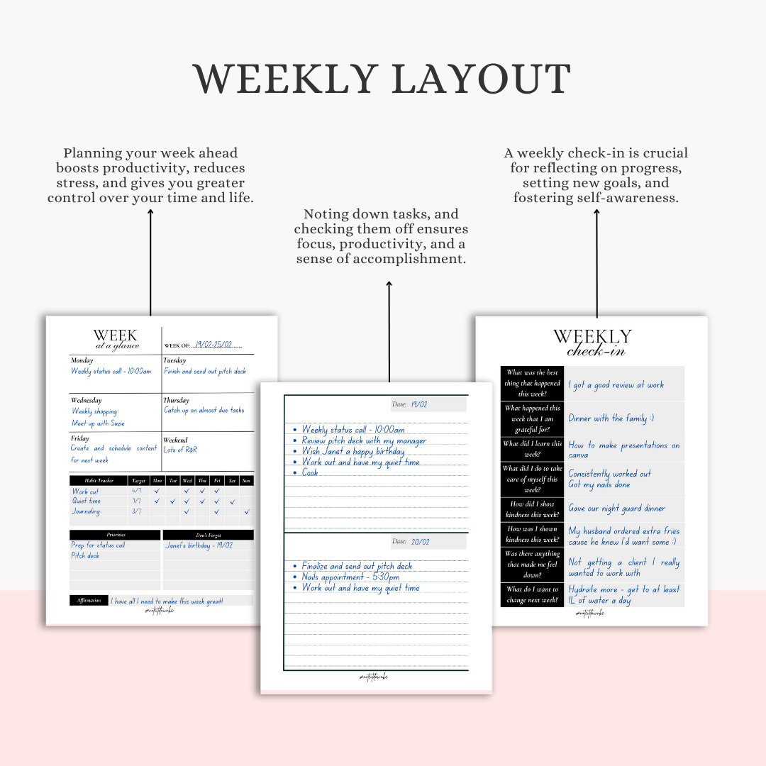 Weekly Planner | 52-Week Organizer with Reflections & Habit Tracker
