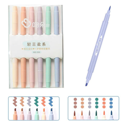 Pastel Highlighter Set – 6-Pack | No bleed double sided highlighters for Journaling & Bible Study