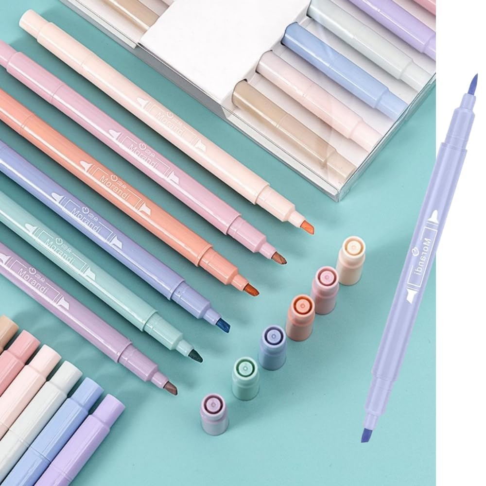 Pastel Highlighter Set – 6-Pack | No bleed double sided highlighters for Journaling & Bible Study