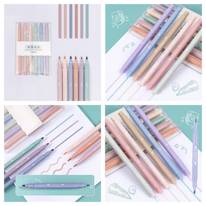 Pastel Highlighter Set – 6-Pack | No bleed double sided highlighters for Journaling & Bible Study