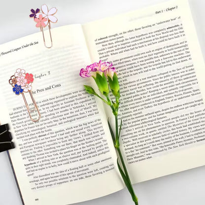 Cherry Blossom Bookmarks | Aesthetic Metal Floral Clips for Your Current Read & Journaling