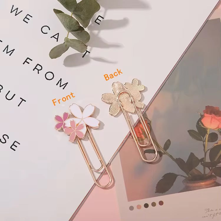Cherry Blossom Bookmarks | Aesthetic Metal Floral Clips for Your Current Read & Journaling