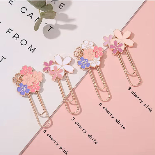Cherry Blossom Bookmarks | Aesthetic Metal Floral Clips for Your Current Read & Journaling