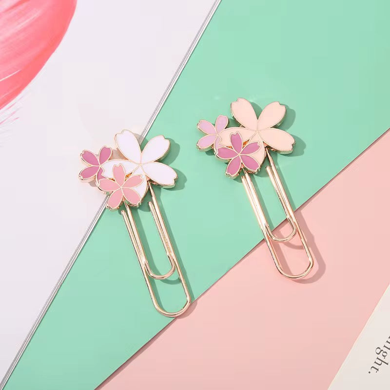 Cherry Blossom Bookmarks | Aesthetic Metal Floral Clips for Your Current Read & Journaling