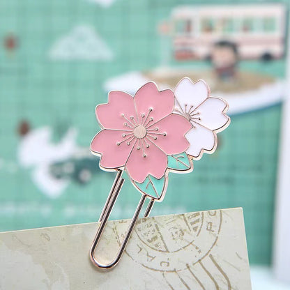 Cherry Blossom Bookmarks | Aesthetic Metal Floral Clips for Your Current Read & Journaling