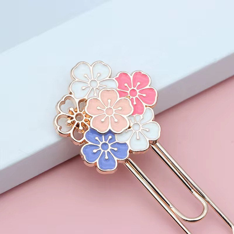 Cherry Blossom Bookmarks | Aesthetic Metal Floral Clips for Your Current Read & Journaling