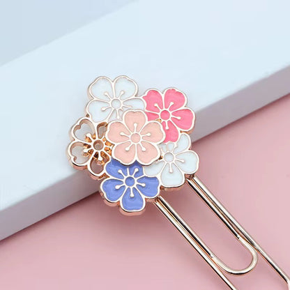 Cherry Blossom Bookmarks | Aesthetic Metal Floral Clips for Your Current Read & Journaling