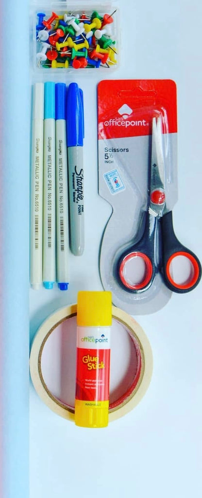 Vision Reset Kit | Vision Board Supplies Set (Scissors, Glue, Tape, Markers & Thumb Tacks)