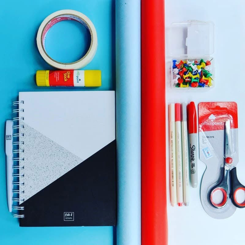 Vision Reset Kit | Vision Board Supplies Set (Scissors, Glue, Tape, Markers & Thumb Tacks)