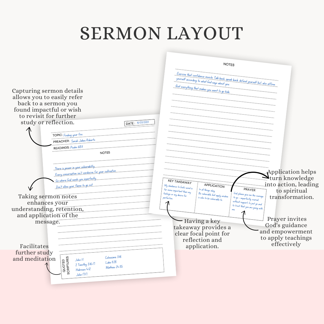 Sermon Notebook | Organized Note-Taking for Sermon Listening or Preaching