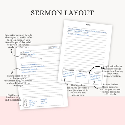 Sermon Notebook | Organized Note-Taking for Sermon Listening or Preaching